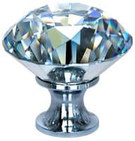 OVO® TEZ® Dali 30mm Clear Diamond Cut Crystal Knob Handle - Silver Glazed